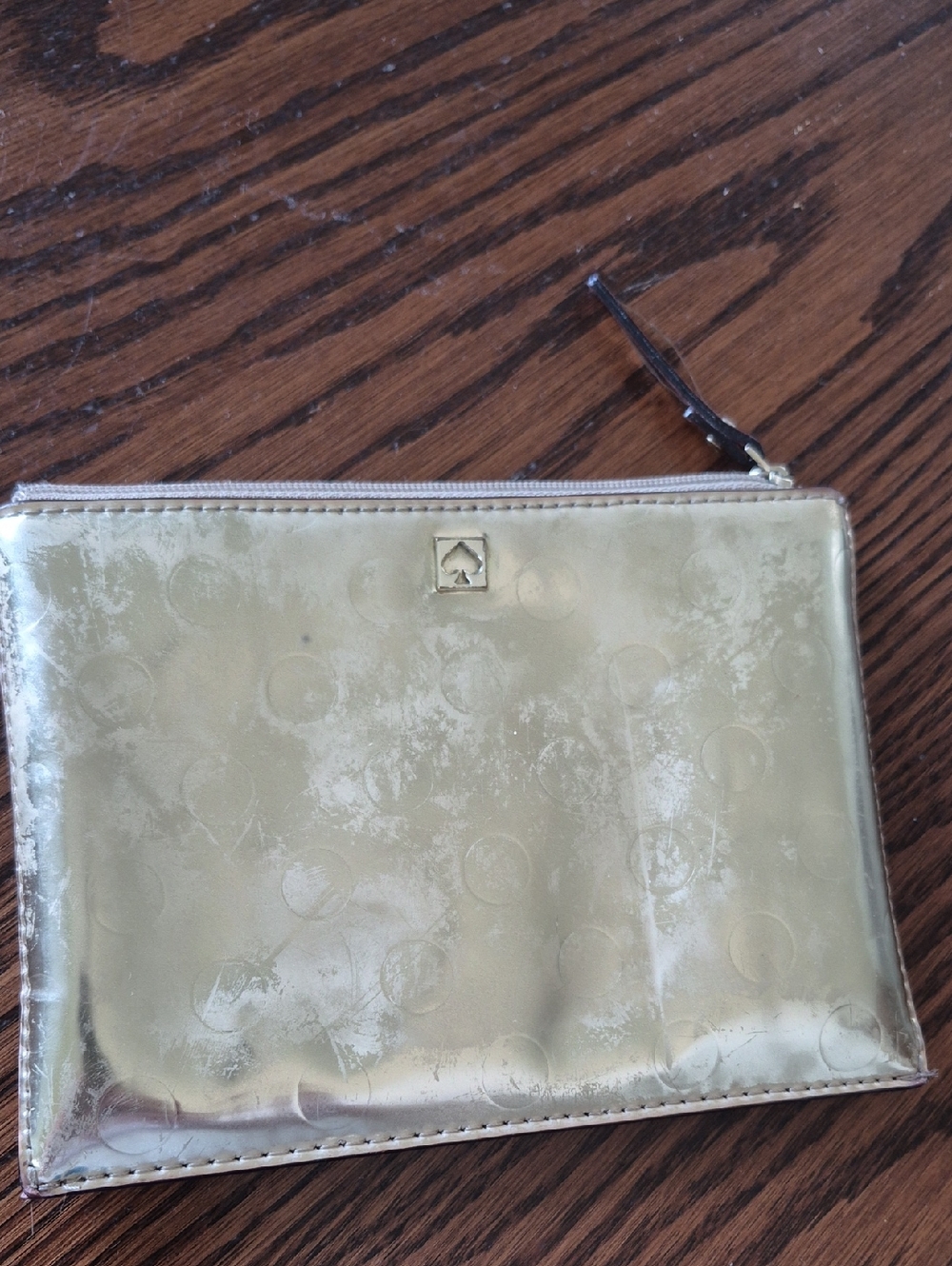kate spade Metallic Gold Embossed Zip Pouch